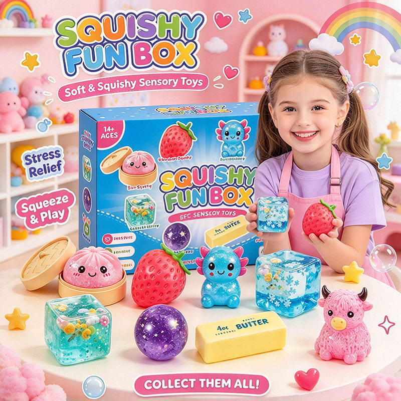 Party Games For Adults And Kids - 8 Pack Random Color Filled Squishy